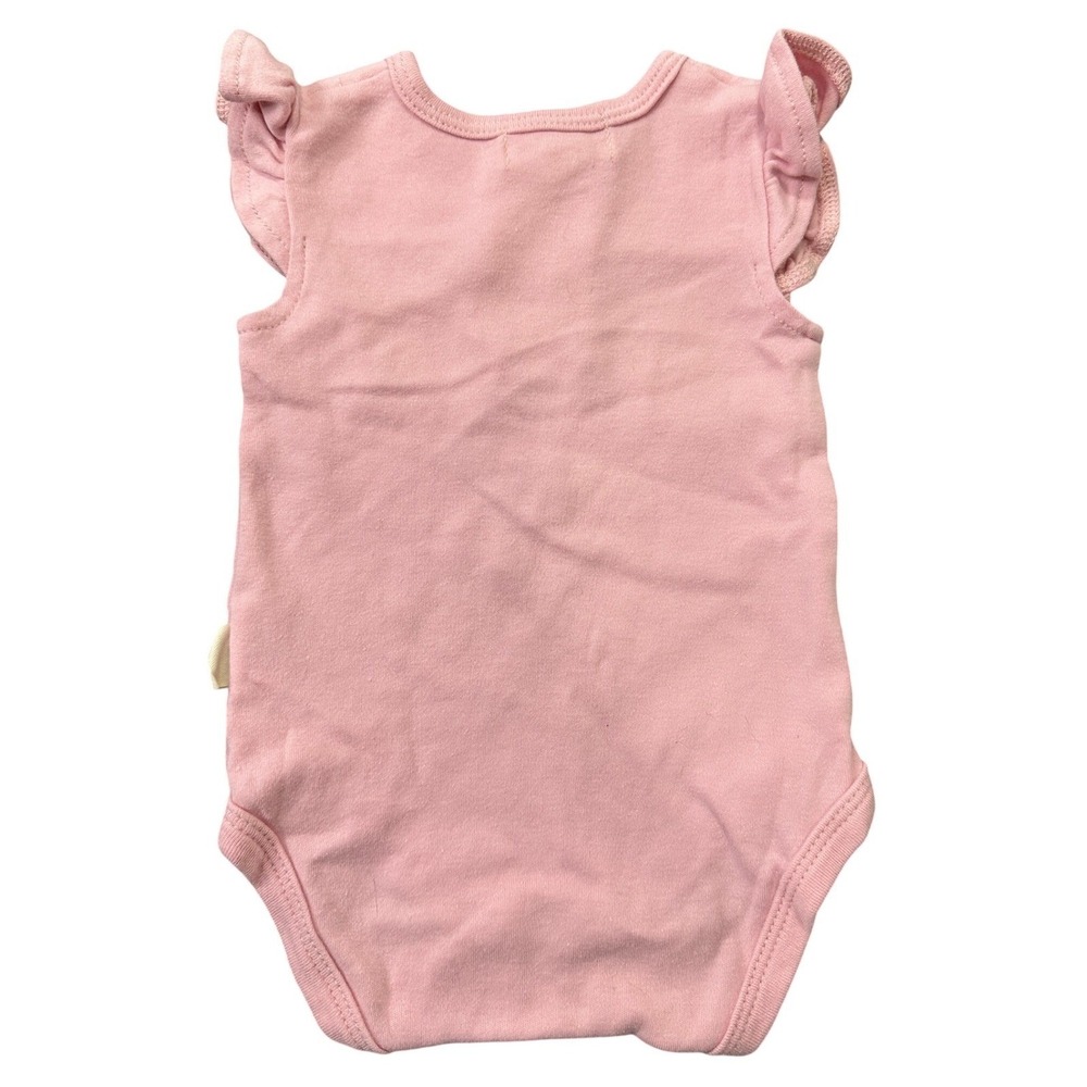 Rabbit Bear Organic Pink Floral Embroidered Ruffle Sleeve Bodysuit 3-6M 000031 - Picture 5 of 7